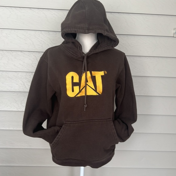 CAT brown color hoodie size M - Picture 2 of 7